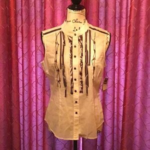 NWT Sleeveless Ribbon detail shirt